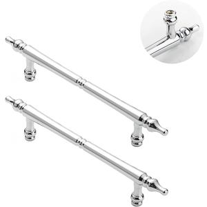 2 x 2 Pack 5 Inch Hole Center Polished Chrome Cabinet Pulls, Solid Zinc Alloy Drawer Handles 185mm Total Length Modern Furniture Hardware for Bathroom Kitchen Wardrobe,Include Mounting Screws