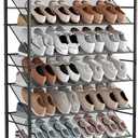 STORAGE MANIAC Tall Shoe Rack, 8 Tiers Shoe Organizer with Lockable Wheels for Entryway, Closet, Hallway, Double-Sided Vinyl Mesh Shelf Shoe Storage, Holds 60 Paris, Black
