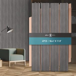 UMIACOUSTICS 4 PCS 3D Acoustic Wall Panels, 94.4 x 11.8 Decorative Sound Proof Panels for TV Background, Home Hotel Office Wall, Ceiling, Grey