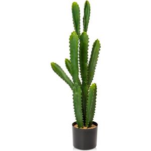 32.5”/82cm Tall Fake Cactus Plant Potted Large Cactus 'Euphorbia Accruensis Cactus' Big Cacti Plants Artificial Cactus for Home Garden Office Decor Housewarming Gifts Faux Cacti