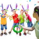 [ Score Ring ] 2 Pack Easter Inflatable Bunny Rabbit Ears Ring Toss Party Games (2 Set & 8 Rings) Indoor Outdoor Rabbit Ring Toss Toys Gift Party Favors Kids Family Easter Party Supplies Carnival Game