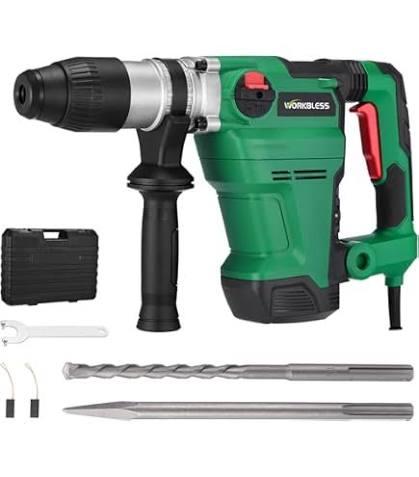 1-1/2" SDS-MAX Rotary Hammer Drill 13Amp Heavy-Duty for Concrete
9.0J Rotomartillo Corded Hammer Drill W/ Safety Clutch for Demolition Chipping,3 Functions,6-Speed,Vibration Control,2 Chisel