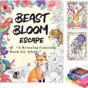 2 x Adult Coloring Book Set with 36 Markers, Spiral Bound Floral & Animal Designs, Relaxing Creative Coloring Book for Adults, Mothers Day Gifts