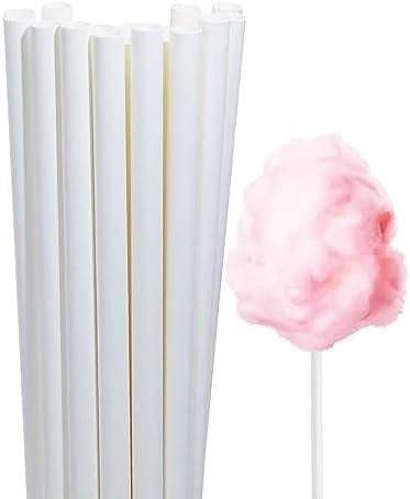 Cotton Candy Cones Penta Angel 24Pcs 11.8" Cotton Candy Holder Stick Paper Straw Cones for Birthday Wedding Party Candy Making (White-24pcs)