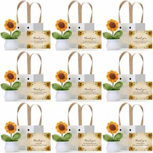 CHRYCELESTE 9 Pcs Crochet Sunflower for Teacher, Teacher Appreciation Gift Bulk, Sunflower Crochet Teacher, Welcome Back to School Gifts, Back to School Gift for Teacher