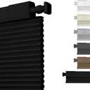 No Drill No Tools Blackout Cellular Shades Cordless Easy Install Honeycomb Blinds Thermal Insulated Noise Reduction Blinds for Indoor Windows,Blackout-Black,52.5" W x 48" H