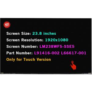 23.8" LCD Screen Replacement LM238WF5-SSE5 for HP 24-dp0014 24-dp1280 24-dp0124 24-dp0161 24-dp0224 24-dp0140z 24-dp0158qe 24-dp0160 24-dp0180 LM238WF5 SS E5 Touch Display Panel 1920x1080 FHD