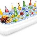 Large Inflatable Ice Serving Bar for Food, Drinks, Salad, Floating Buffet Cooler Tray with Drain Plug for Pool Party, BBQ, Picnic, Camping, Beach, and Outdoor Supplies (White)