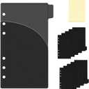 NatSumeBasics 12 Black A6 Binder Pocket Dividers with Label Sticker A6 Cash Envelopes for 6 Rings Budgeting Binder Inserts Supplies Accessories (12 Black)