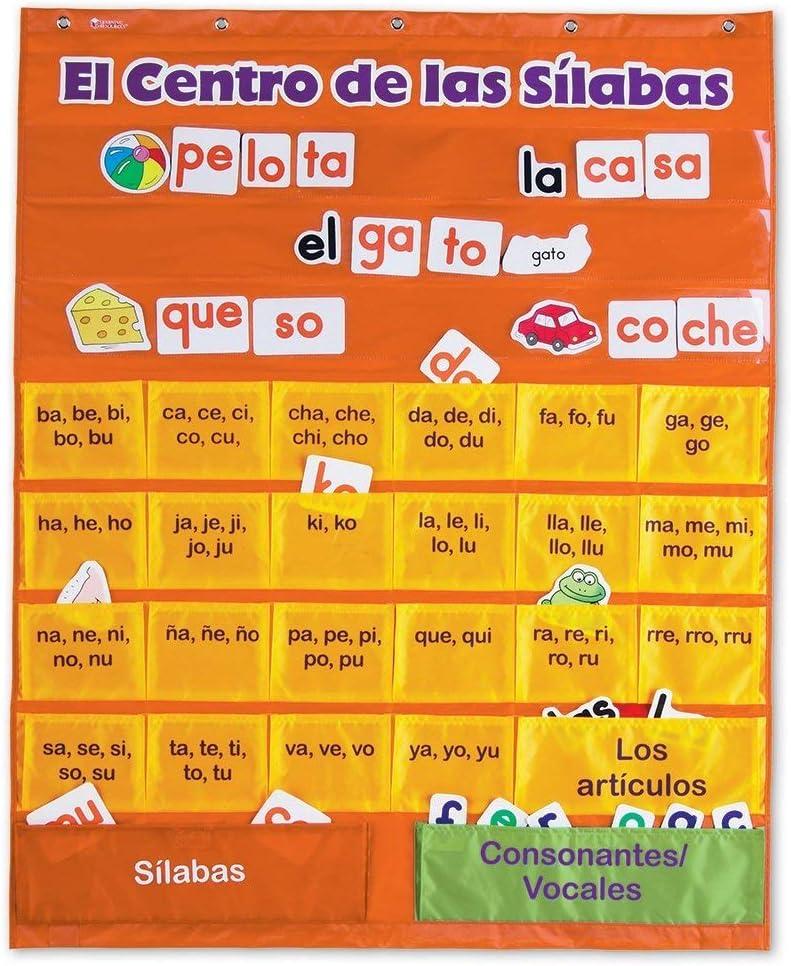 Learning Resources El Centro de las Silabas (Spanish Syllables) Pocket Chart, Classroom Supplies, Grades 1+
