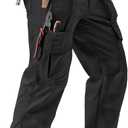 IGOLUMON Men's Tactical Work Pants Ripstop Cargo Pants 10 Pockets | Ripstop Mens Work Pants with Flexible Comfort, Utility Storage and Ergonomic Fit for Construction, Hiking, Camping, Outdoor (Black, M)