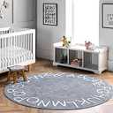 nuLOOM Kids Washable Round Alphabet Area Rug, 4' Round, Blue