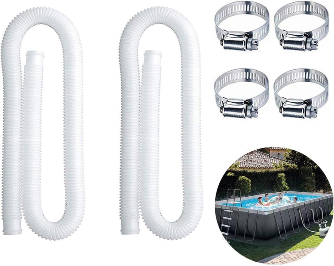 Swimming Pool Replacement Hose,59” Long 1.25" Diameter Filter Pump Hose for Intex Pools,Compatible with Pump Model 607, 637. (2)