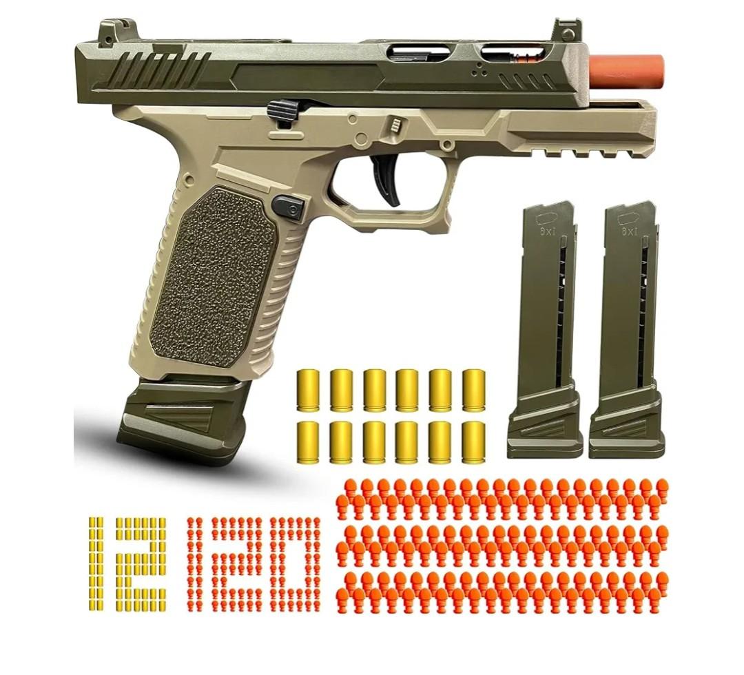 Automatic Shell Ejecting Toy Gun Pistol, Soft Bullet Toy Gun for Boys, Education Model Realistic Toy Pistol Shooting Game Toys Gifts Christmas Birthday for Kids 8+