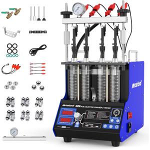 V209 Fuel Injector Cleaner Machine, 110V 4-Cylinders Heated Ultrasonic Injector Cleaner Kit with 10 Functions, Diesel & Gasoline Fuel Injector Tester for Car Motorcycle GDI/EFI/FSI Injectors