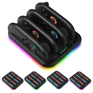Pogriko Joycon Charging Dock for Nintendo Switch 2, Controller Charger Dock with LED Light, Fast Safe Charging Station Compatible with Switch 2 Joycons (Pitch-black)