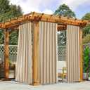 NICETOWN 2 Panels Outdoor Curtains for Patio Waterproof, Top & Bottom Fixed Waterproof Outdoor Drapes with Free Rope, Privacy Sun Blocking Shades for Gazebo, Pergolas, Biscotti Beige, W52 x L84