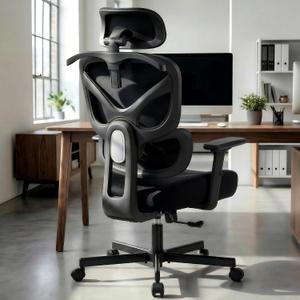 AreShark Ergonomic Office Chair - High Back Breathable Mesh Desk Chair with Lumbar Support & Adjustable Headrest - Rolling Swivel Reclining Comfy Computer Gaming Chair with 2D Armrests for Home Office, 50 inches x 24 inches x 25.98 inches