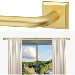 Gold Curtain Rods for Windows 48-90Inch(4-7.5ft) Heavy Duty Wrap Around Blackout Curtain Rods,Adjustable Room Darkening Drapery Rod for Bedroom, Living Room, Sliding Door & Outdoor Patio