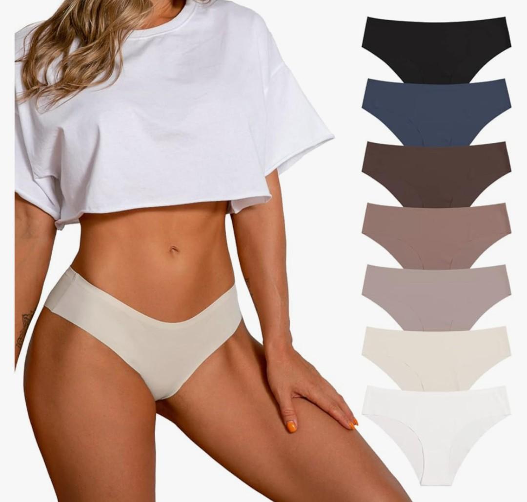 SHARICCA Women Seamless Cheeky Bikini No Show Panties Ladies Invisible Breathable Briefs Soft Stretch Underwear Multi Pack M