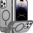 Temdan Magnetic Compatible with iPhone 14 Pro Max Case, [Built-in Invisible Kickstand][Compatible with MagSafe] [Military Grade Shockproof] Slim Translucent Matte Phone Case for iPhone 14 Pro Max 6.7" (Gray)