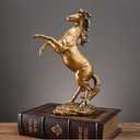 FUNSXBUG Gold Horse Statue Figurines - Resin Standing Fighting Horse Sculpture Home Office Decoration Tabletop Decor Ornaments
