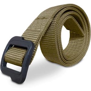 Tactical Belt, 1.5-inch Nylon Gun Belts for Men, 2-Ply EDC Belt with Adjustable Plastic Buckle (Large, Tan)