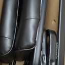 Amazon Basics Classic Faux Leather Office Desk Chair with Armrests, Metal Frame, Black, 27.4D x 23.6W x 35.8H in