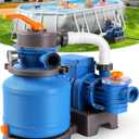 2500 GPH Sand Filter Pump for Above Ground Pools, Pool Pumps Above Ground with 24H Automatic Timer, 6-Way Valve, Efficient Circulation &Filtration Pool Sand Pump, Up to 12000 Gallons-Tangerine | 24H Automatic Timer, 6-Way Valve