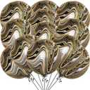 KatchOn Black and Gold Marble Balloons - Big 22 Inch, Pack of 12 | 4D Halloween Balloons