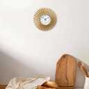 Small Gold Starburst Wall Clock Battery Operated Round Mid Century Modern Wall Clock for Living Room Bedroom Kitchen Home Office Decor-10 Inch