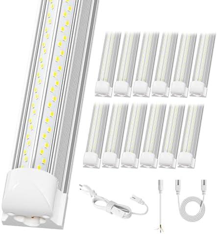 ELEKICO 12 Pack Super Bright 100w 8ft Led Shop Light, 15000lm 6000k V Shape 8' Led Shop Lights 8ft, Linkable 96" 8 Foot Shop Lights