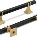 homdiy 6 Pack 5 Inch Cabinet Pulls Black and Gold Kitchen Cabinet Handles, Black and Gold Dresser Drawer Pulls Kitchen Cabinet Hardware (5 inch (128mm) hole center)