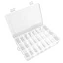 OALCQ 24 Grids Plastic Organizer Box With Dividers Clear Craft Storage Bead Organizer Box Earring Travel Pill Jewelry Organizers Storage Boxes Screw Seed Small Parts Hair Tie