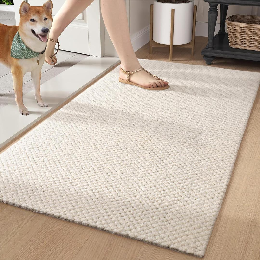 Color&Geometry Luxury Door Mat Entryway Rugs Indoor, Low Pile, Heavy-Duty, Easy Clean, 24"x36" Indoor Mat, Soft Rugs for Bedroom Bedside Rug Neutral Area Carpet (Beige)