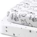 Beberoad Love 2 Pack Baby Bassinet Sheets, 100% Cotton Soft Universal Fitted Sheets for Oval, Hourglass and Rectangular Bassinet Mattress Pad-Elastic Washable, White, 32 x 18 x 3 Inches