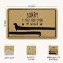 Cabana Bro Dachshund Welcome Door Mat, Sorry If You Trip Over My Wiener Funny Doormat for Front Door Indoor Outdoor Porch Entrance Entryway, Funny Dachshund Welcome Doormat Outside, 17x30 Inches