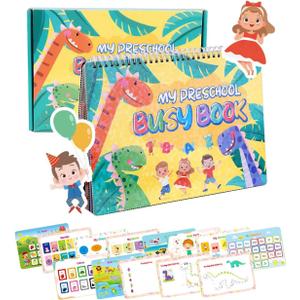Busy Book for ToddlersMontessori 32 Themes Dinosaur Preschool Learning Activities,Busy Book Toddler Sticker Books for 2 3 4 5 6Year Olds Boys Girls, Children's Day, Birthdays Gifts for Kids
