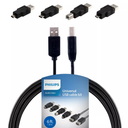 Philips 6' USB 2.0 Universal Kit with USB-C - Black: Male to Female Connection Cable