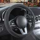 Gray Faux Suede Steering Wheel Cover, Breathable Non-Slip Sweat-Proof Wear-Resistant No Pilling, Warm in Winter and Cool in Summer, Universal 15 inch