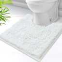 AINAHYVA Toilet Rugs U-Shaped,Super Absorbent Chenille Bathroom Rugs and Strong PVC Non-Slip Backing for Toilets Rug Set,Machine Washable,Bath Mats for Bathrooms,20"x 20",White, 2 Pack