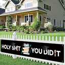 WHPCT Holy Shit You Did It Banner- Funny Graduation Large Banner Backdrop,Congrats Grad Party Yard Sign,High School/College Graduation Party Decorations -Black White 9.8X1.6 Ft