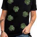SELINK Womens Summer Short Sleeve Tops Halloween Sequin Pumpkin Printed T Shirts Casual Basic Graphic Tees (Black, XXL)