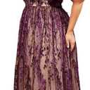 Women's Big Size Dresses Short Sleeve V-Neck Long Dress Party Dinner Hostess Dresses 4XL