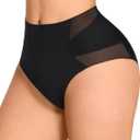 FeelinGirl Tummy Control Underwear Shapewear for Women Mid Waisted Shaping Panties Lower Belly Body Shaper Girdle (Black, XL)