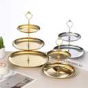 uxcell 2 Sets 2-Tier Cupcake Stand Holder, Round Tiered Serving Tray Stainless Steel Cup Cake Stand for Dessert Fruit Table Birthday Party Decoration Display, Gold