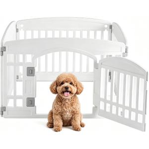 DUMOS Dog Playpen, 24 Inch 4 Panels Plastic Small Pet Fence Play Pen