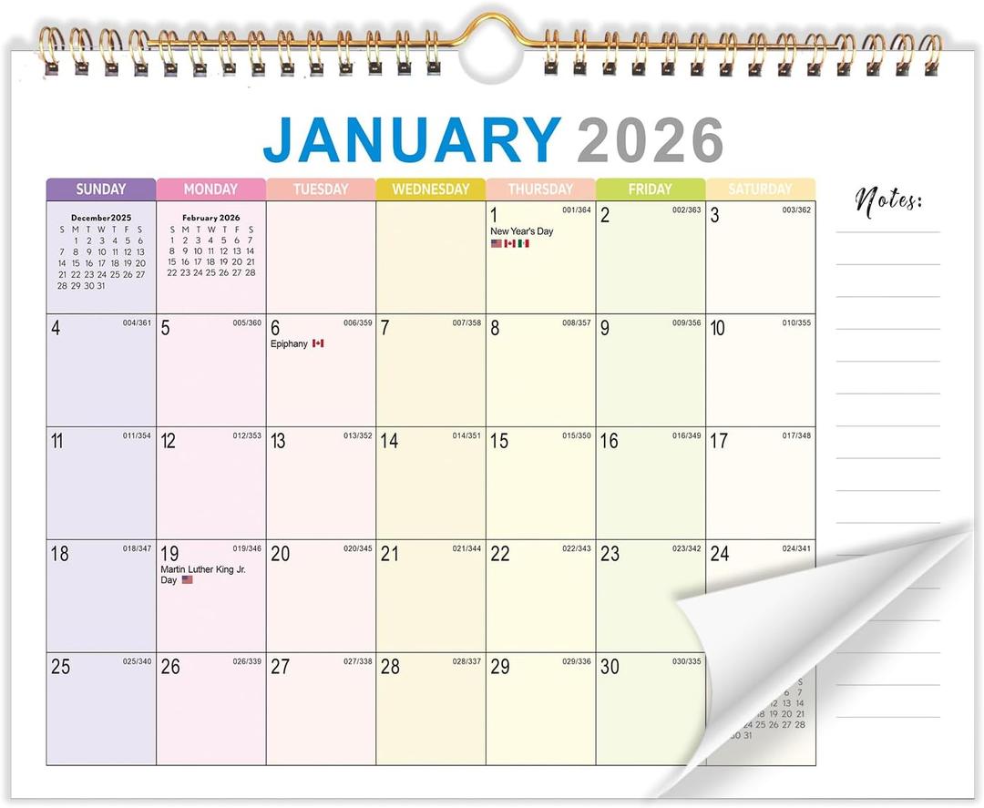 2 x 2026 Wall Calendar 18-Month Planner from January 2026 to June 2027, Stylish Monthly Planner for Home & Office Use