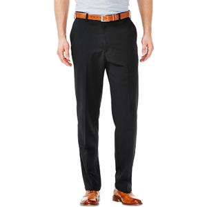 Haggar Mens Cool 18 Classic Fit Flat Front Hidden Expandable Waistband Casual Pant (36W x 34L, Black)