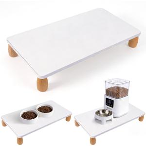 Wooden Elevated Cat Food Stand, 3.2" Raised Cat Food Table, Pet Feeding Table for Cats & Small Dogs, Stable Bowl Stand Platform for Most Bowls& Automatic Feeders, Modern Pet Feeding Station